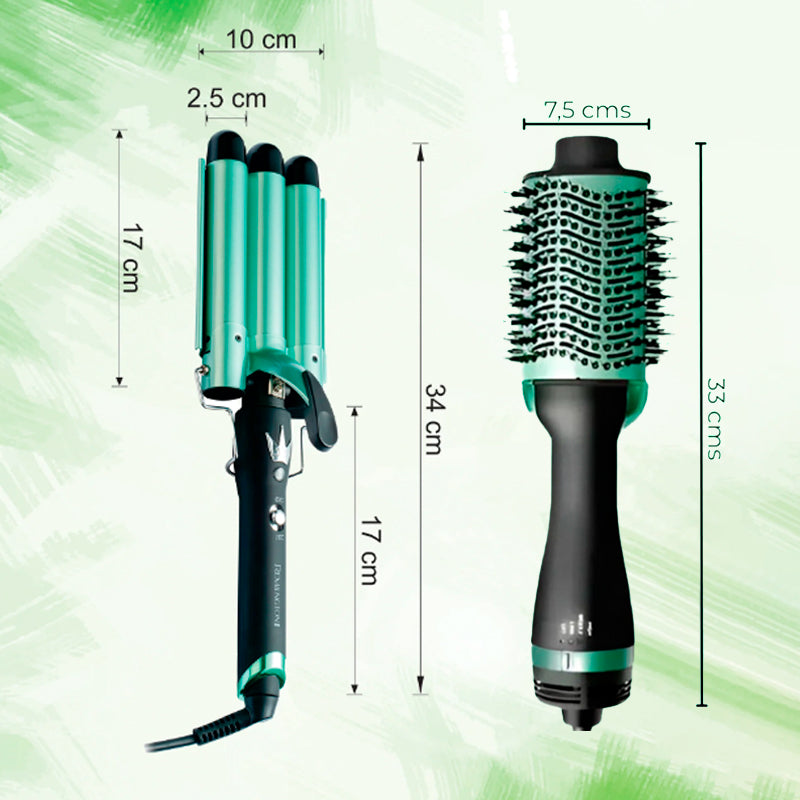 Combo Aguacate Profesional: Rizador Sirena + Cepillo Secador ✨