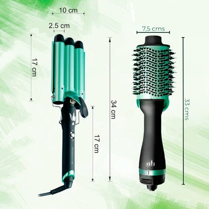 Combo Aguacate Profesional: Rizador Sirena + Cepillo Secador ✨