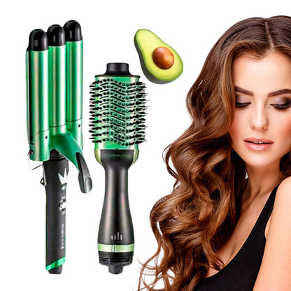 Combo Aguacate Profesional: Rizador Sirena + Cepillo Secador ✨