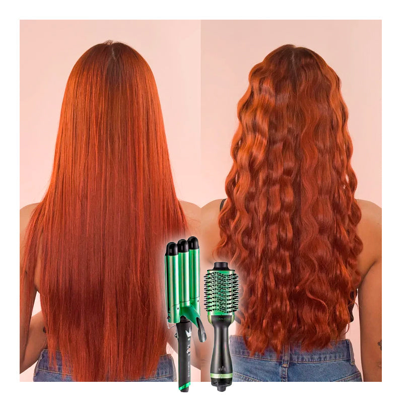 Combo Aguacate Profesional: Rizador Sirena + Cepillo Secador ✨