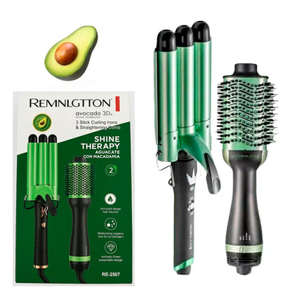 Combo Aguacate Profesional: Rizador Sirena + Cepillo Secador ✨